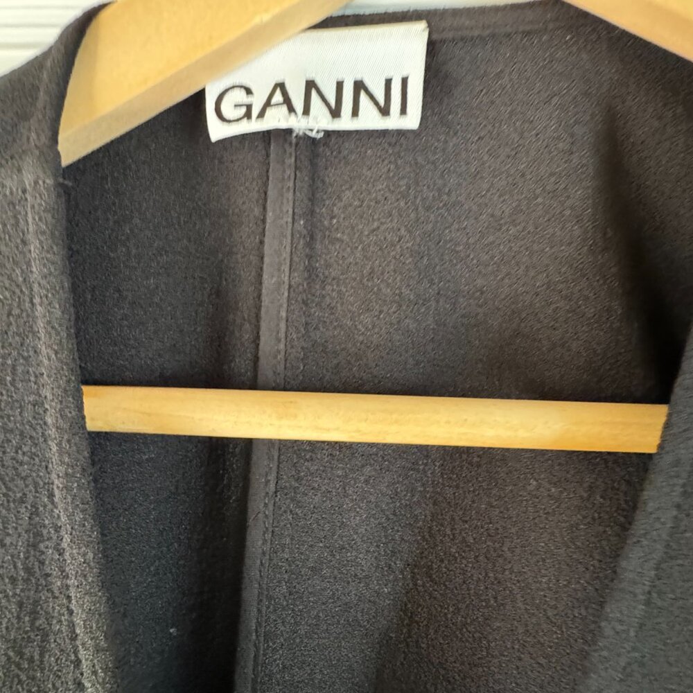 Ganni Black Mini Wrap Dress - Crepe, Sz M - Picture 2 of 7